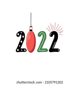 2022 feliz año con colgamiento de caídas