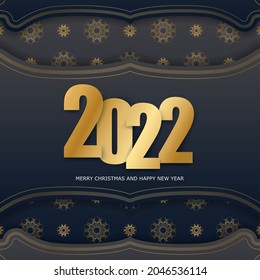 2022 holiday card merry christmas black color with winter gold pattern