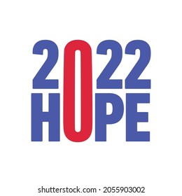 2022 Hope Concept Logo. Happy New Year. Creative Typography Design