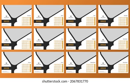 2022 Horizontal Corporate Calendar Design Template Print Ready Vector Illustrator File