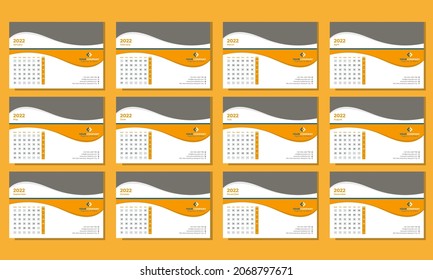 2022 Horizontal Corporate Calendar Design Template Print Ready Vector High Resolution 300 DPI File