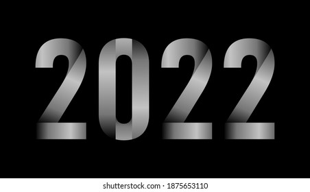 2022 image, Happy New 2022 Year. Holiday vector illustration of silver numbers 2022