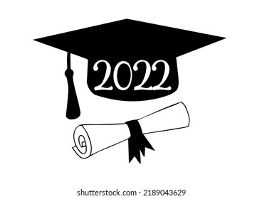2022, isolated graduation cape icon