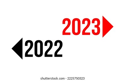 2022 to left 2023 to right, new year new way business concept