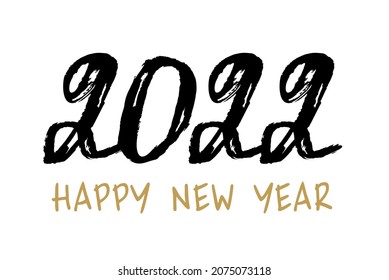 2022. Lettering drawing of a  new year text. 2022 handwritten lettering. Celebration New Year concept isolated on white background. Text for greeting card design. Vector sketch illustration