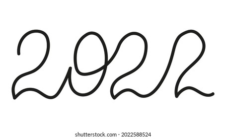 2022 lettering in minimal line style.  2022 year number design template continuous line drawing.  2022 logo text design. Vector illustration isolated on white background