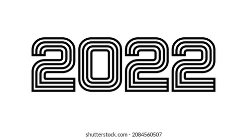 2022 line art design. Happy New Year design element for calendar card,