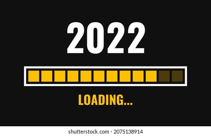 2022 loading progress bar, vector poster on black background