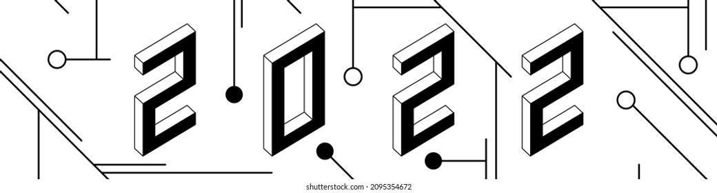 Diseño del logo 2022 en estilo isométrico moderno. plantilla de diseño de números 2022. Ilustración vectorial sobre fondo blanco. EPS 10