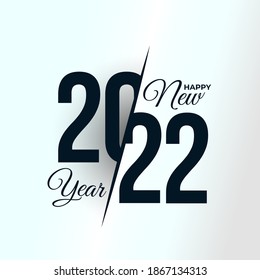 2022 logo Happy New Year. Cover of business diary for with wishes. 2022 celebration text graphics. Brochure design template, poster, card, banner. Vector illustration. Isolated on blue background.