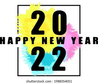 2022 logo happy new year. Bright colorful background 2022.