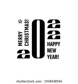 2022 logo icon sign text design. Happy New Year. Vector perfect modern minimalistic text with black numbers. Isolated on white background. Concept design.