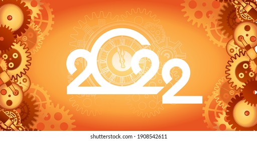2022 logo mechanical time chains, numbers of the year vector isolated illustration