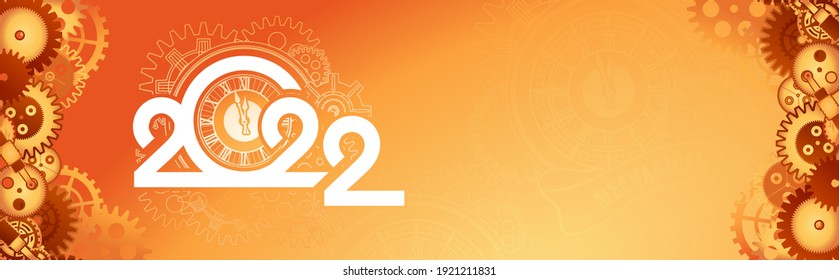 2022 logo mechanical time chains, numbers of the year vector isolated illustration