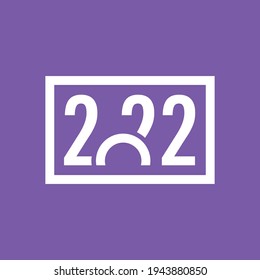 2022 Logo auf violettem Hintergrund. Vektorsymbol 2022