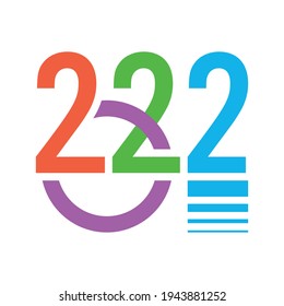 2022 Logo On White Background. Colorful 2022