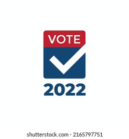 Diseño de elecciones de mitad de período 2022 con icono del voto rojo blanco y azul