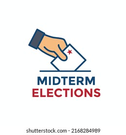 2022 Midterm Elections Design with Red White and Blue Vote Icon