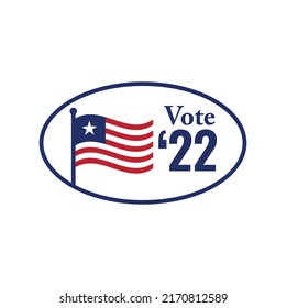 2022 Midterm Elections Design with Red White and Blue Vote Icon