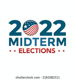 Diseño de elecciones de mitad de período 2022 con icono del voto rojo blanco y azul