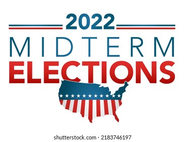 Diseño de elecciones de mitad de período 2022 con icono del voto rojo blanco y azul