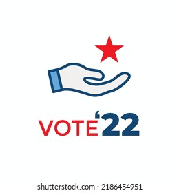 2022 Midterm Elections Design with Red White and Blue Vote Icon