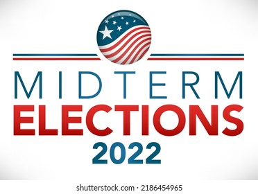 Diseño de elecciones de mitad de período 2022 con icono del voto rojo blanco y azul