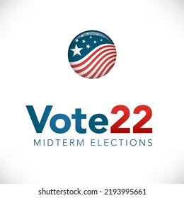 2022 Midterm Elections Design with Red White and Blue Vote Icon