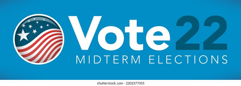 2022 Midterm Elections Design with Red White and Blue Vote Icon