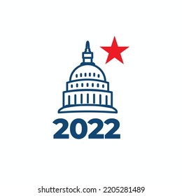 2022 Midterm Elections Design with Red White and Blue Vote Icon