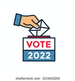 2022 Midterm Elections Design with Red White and Blue Vote Icon