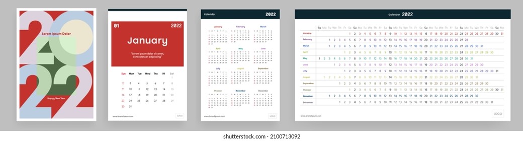 2022 modern сalendar design. Editable calendar page template A4, A3. Vertical. Simple monthly vertical photo calendar Layout for the 2022 year in English. Set of 12 months.
