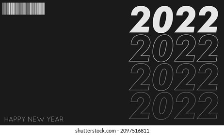Vector de fondo minimalista monocromo 2022. Feliz Año Nuevo 2022 estilo estético de fondo. Código de barras 2022. Perfecto para la celebración del evento de plantilla, banner, decoración e invitación.