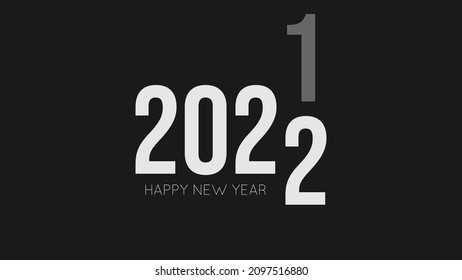 Vector de fondo minimalista monocromo 2022. Feliz Año Nuevo 2022. Transición 2021 a 2022. Perfecto para la celebración del evento de plantilla, banner, decoración e invitación.