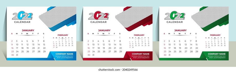 2022 monthly Desk Calendar Design of Corporate Office