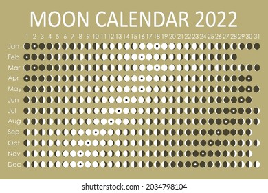 2022 Moon calendar. Astrological calendar design. planner. Place for stickers. Month cycle planner mockup. Isolated black and white symbols on color background.