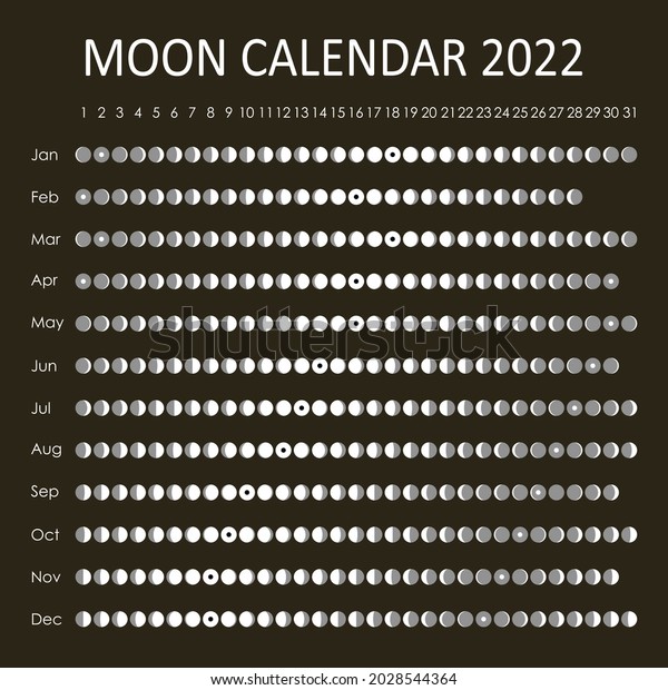 2022 Moon calendar.\
Astrological calendar design. planner. Place for stickers. Month\
cycle planner mockup. Isolated black and white symbols on color\
background.
