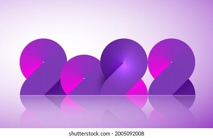 2022 Neon Banner Happy New Year on Dark Pink and purple color. Fashion gradient color numbers. Christmas Poster Design. Neon graphic, light colorful effect, modern futuristic background


