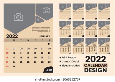 2022 New professional and trendy new year calendar design print ready