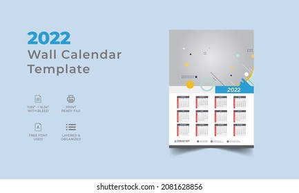 2022 new wall calendar template design