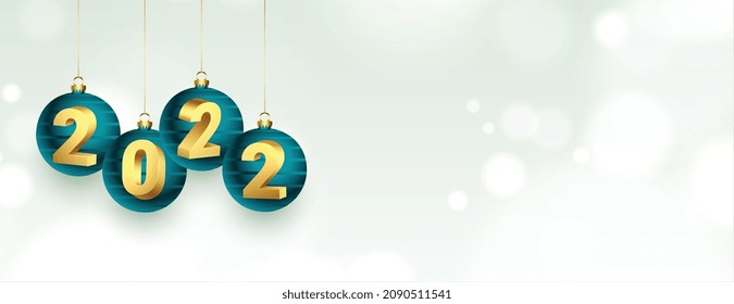 2022 new year 3d realistic shiny text banner with text space