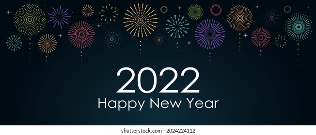 2022 New Year Abstract background with multicolored fireworks