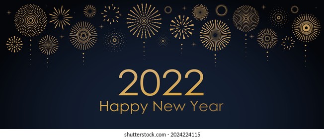 2022 New Year Abstract background and gold fireworks