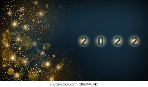 2022 New Year Abstract shiny color gold design element