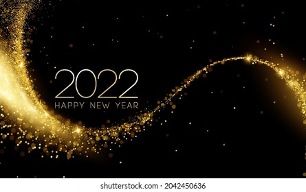 2022 New Year Abstract shiny color gold wave design element
