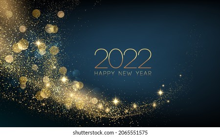 2022 Año Nuevo Resumen elemento de diseño de onda dorada de color brillante