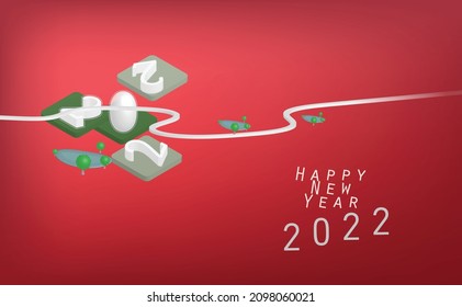 2022 New Year Background. Happy New Year Vector And Illustration Dgital Arts.