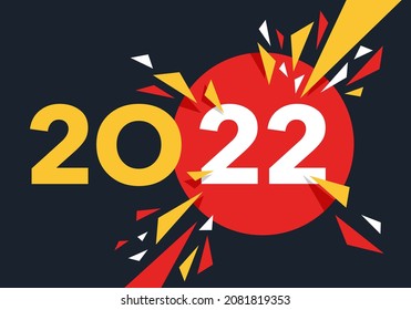 2022 New Year banner - beautiful burst of confetti, Minimal cover design - Template for Christmas flyer, greeting card, brochure, vector illustration