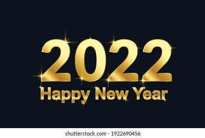 2022 New Year banner, Happy New year, 2022 New year banner with a dark black background with gold colour text