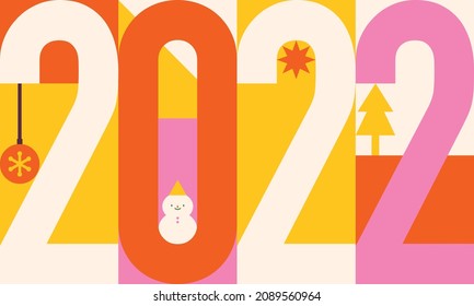 2022 New year banner. Modern geometry style design